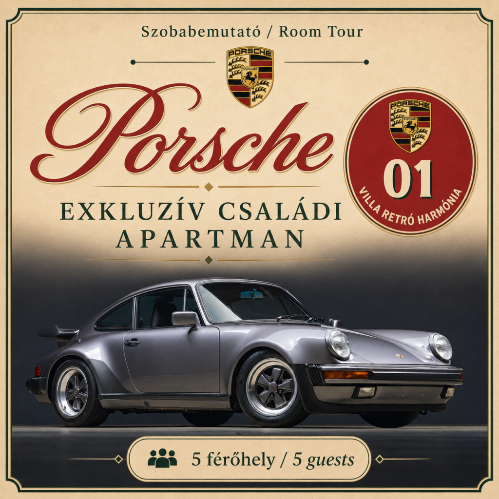 Villa Retro Harmónia – Porsche szoba (6 férőhelyes)